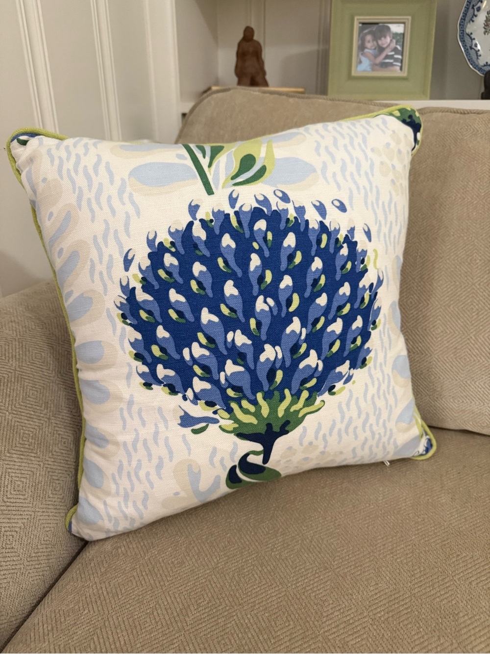 Thibaut Tiverton Floral throw decorative Pillow blue 17x17
